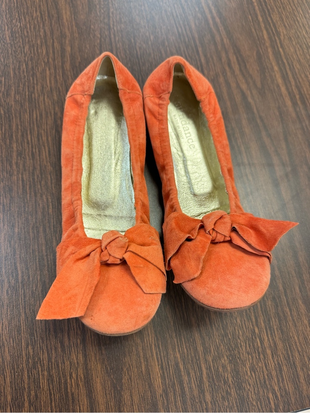 Sundance Orange Suede Knot-Front Pumps